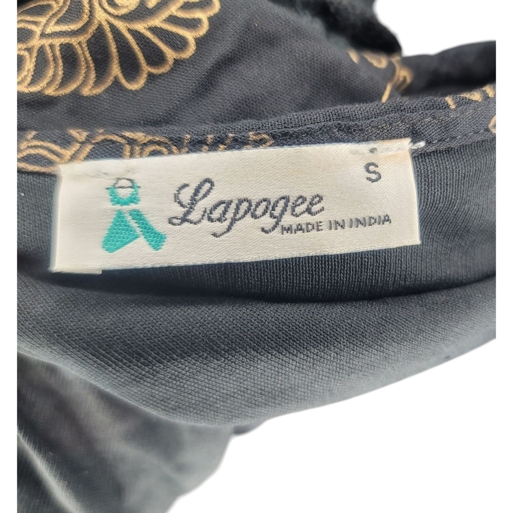 LAPOGEE - Small Bohemian Black and Gold Maxi Dress - Picture 5 of 6